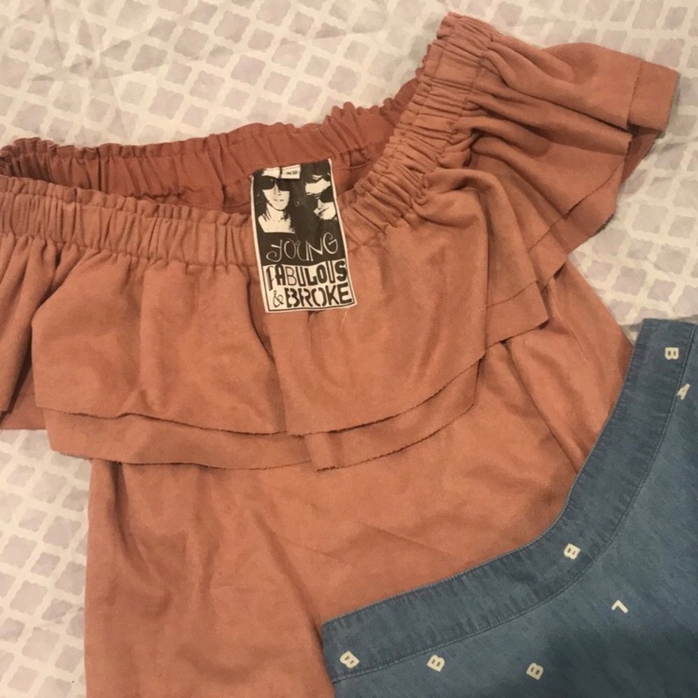Young Fabulous & Broke off the shoulder ruffle top